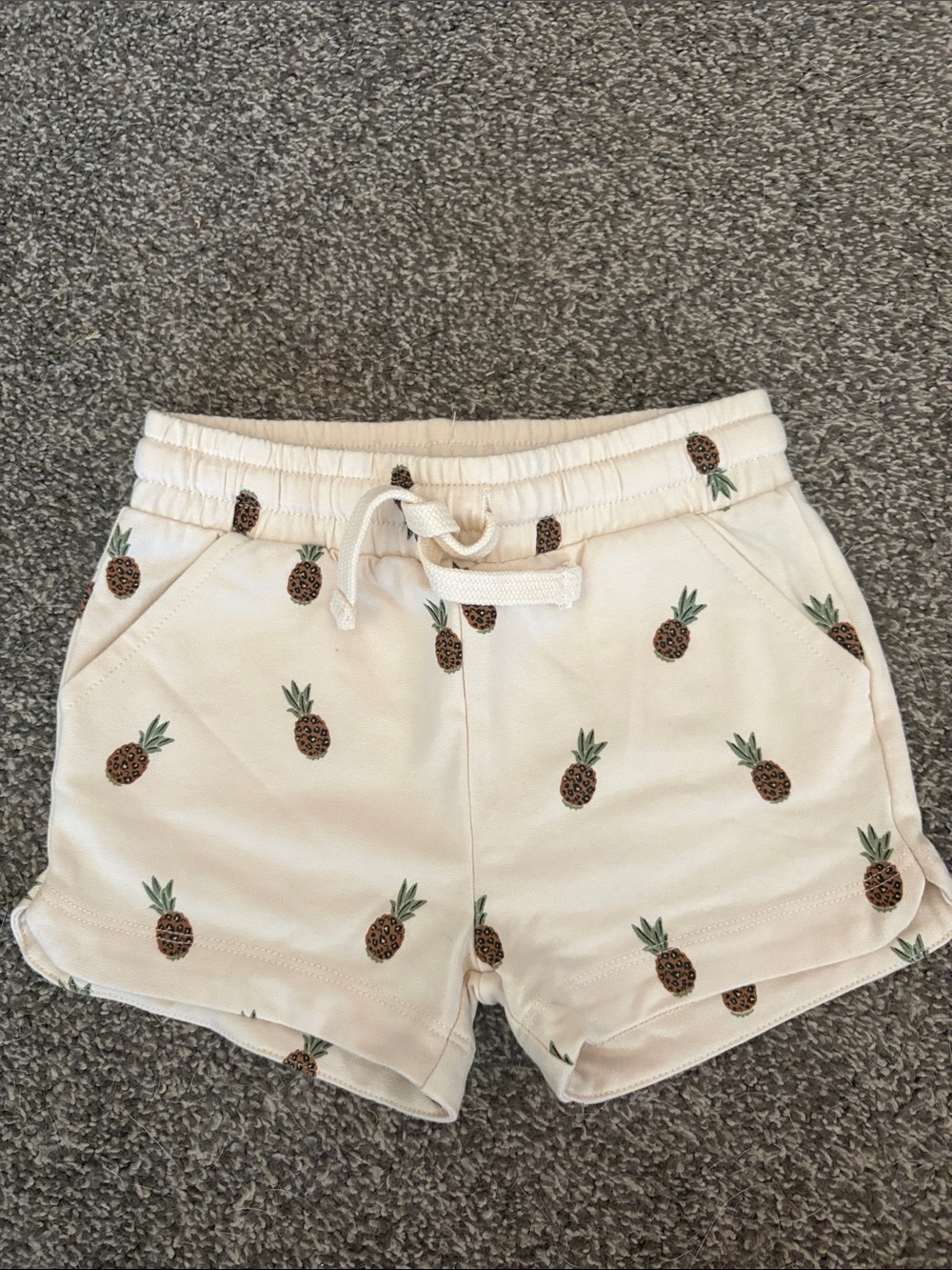 Kids Pineapple Print Cream Shorts